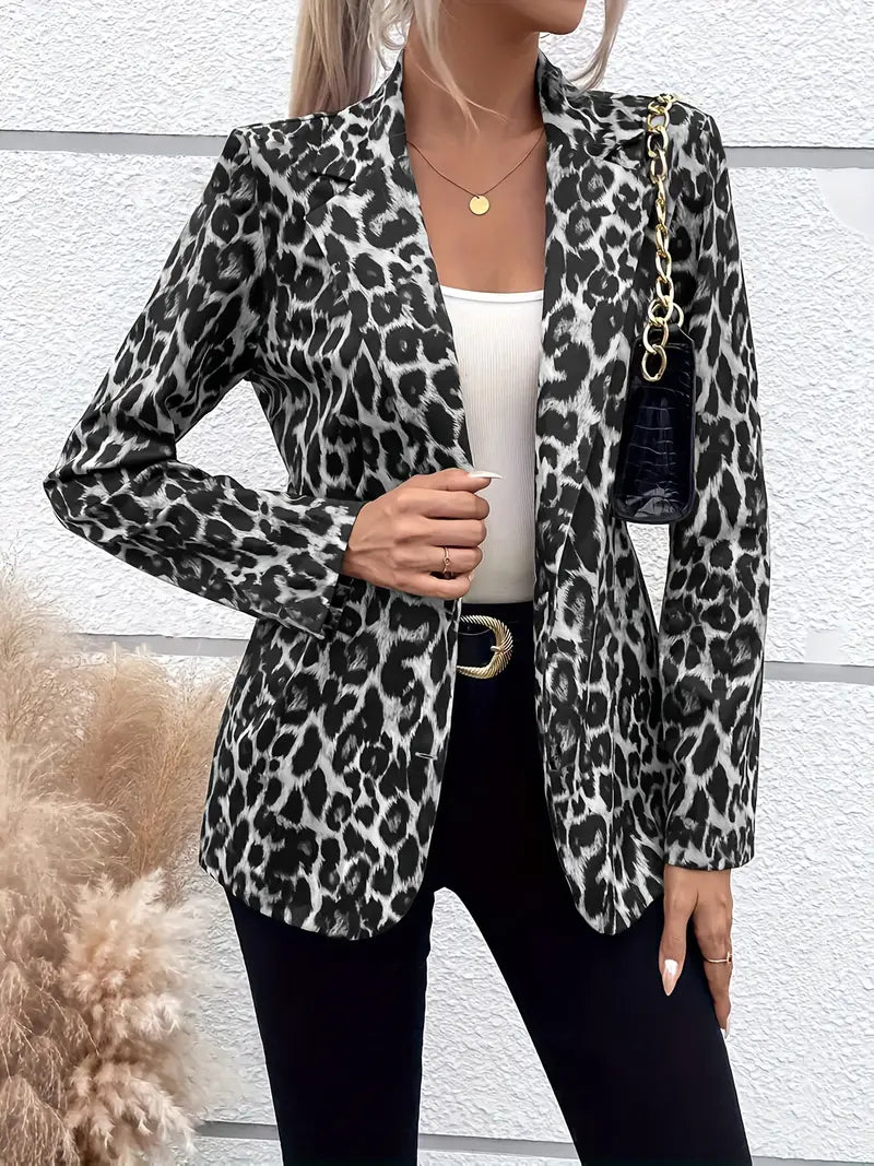 Avelena | Einreihiger Blazer Im Leopardenlook