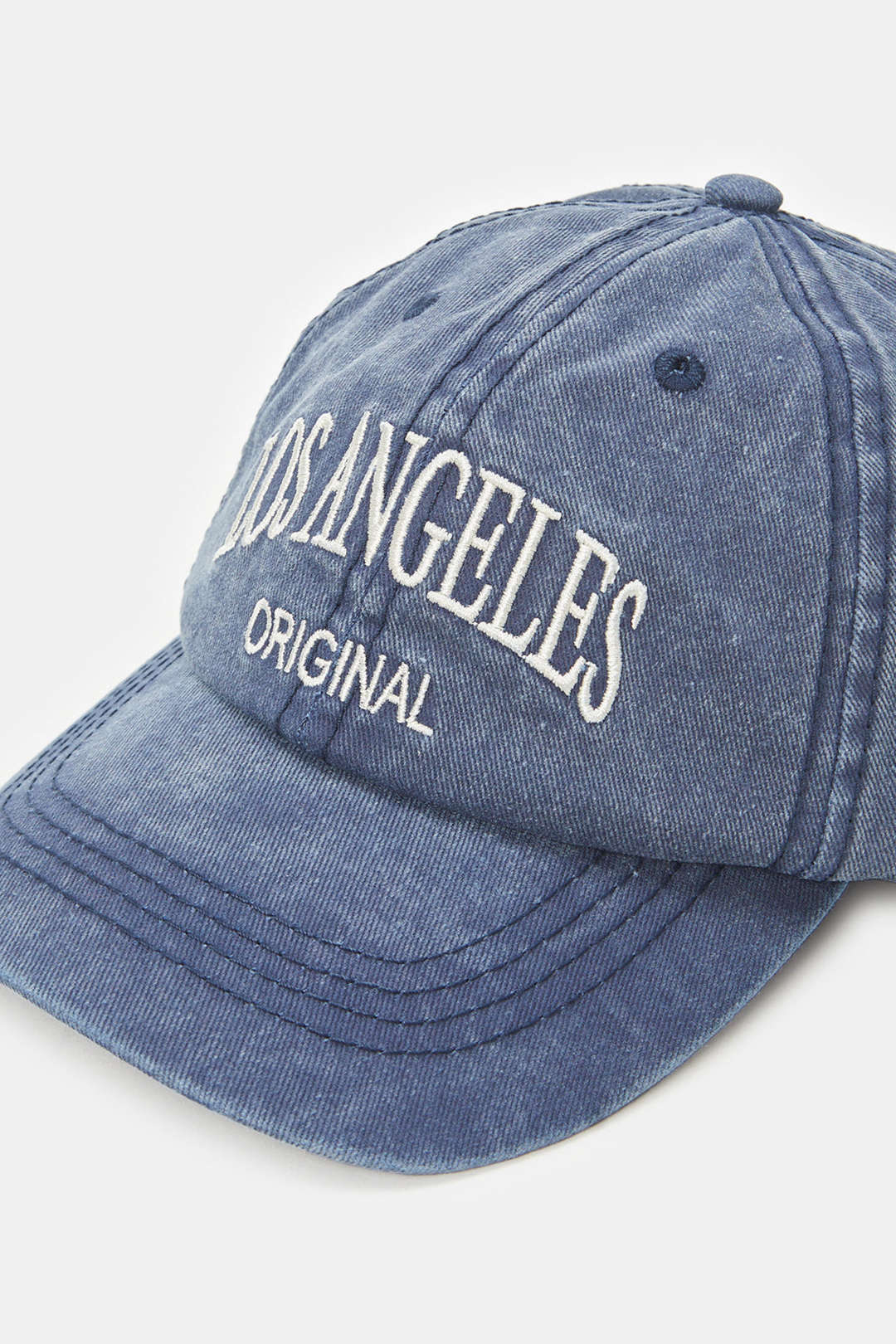 Denim baseball cap met briefopdruk