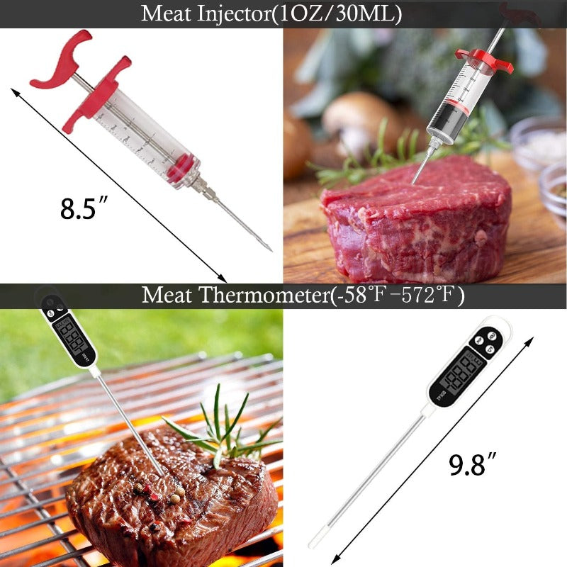 Avelena | 26 Stück Grillzubehör Set - Edelstahl Schweres Bbq Werkzeug Mit Handschuhen Und Korkenzieher