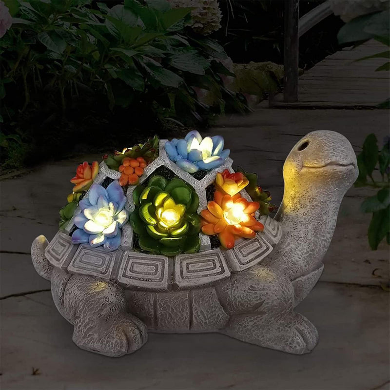 Avelena | Sonnenbeschienene Gartenstatue Mit Saftigen Pflanzen Und Led-Licht, Außen Garten Dekor