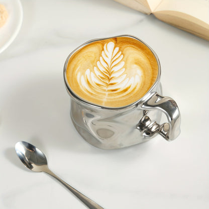 Avelena | CreArt Becher – Handgemachter Keramikkaffeebecher mit einzigartigem zerknittertem Design