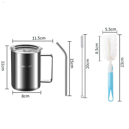 Avelena | Edelstahl Reisebecher mit auslaufsicherem Deckel und Strohhalm, für Zuhause, Büro, Autofahren