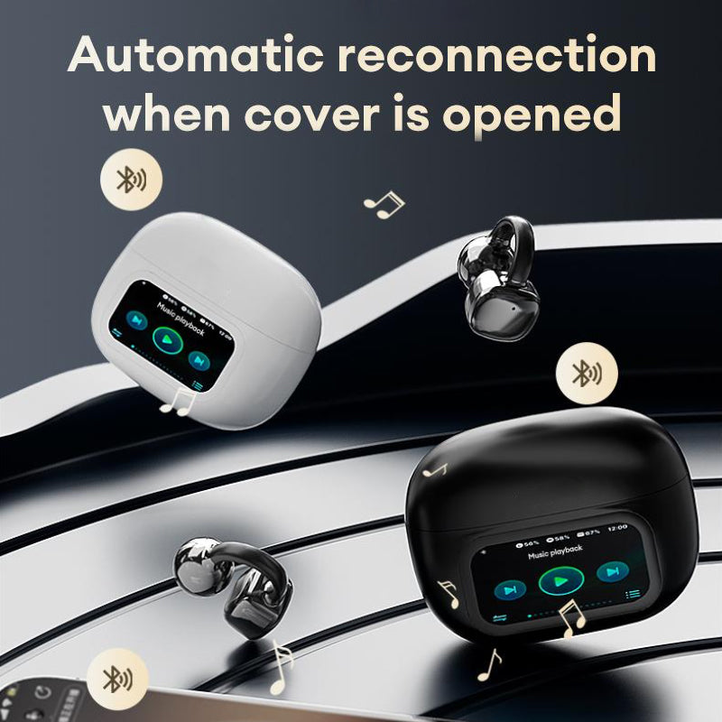 Avelena | Clip-On Ohr LCD Vollfarb-Touchscreen Audio Kabellose Kopfhörer