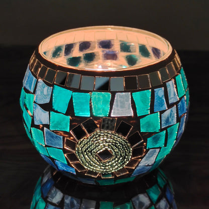 Avelena | Europäischer Retro Glas Mosaik Teelichthalter