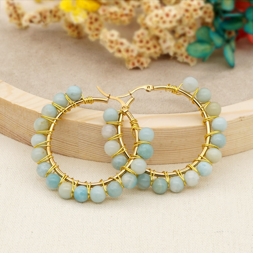 Avelena | Boho natürliche Kristalle große Hoop Ohrringe Sanne