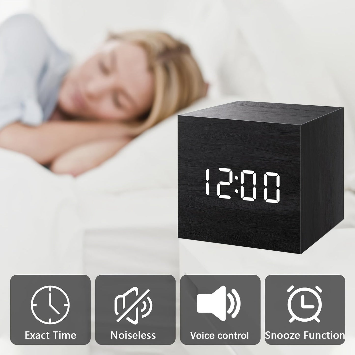 Avelena | Uhr Stilvolle Holzuhr mit Led-Display