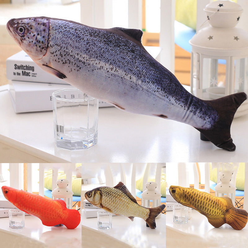 Avelena | 1Pc 3D Fisch Kreativ Katze Kätzchen Kauen Katzen Spielzeug Puppe Katzenminze Gefüllter Fisch Interaktives Kätzchen Spielzeug Gefülltes Kissen