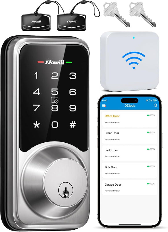 Avelena | Wifi Smart Locks Mit Schlüsselfreiem Zugang, App-Steuerung, Touchscreen-Tastatur, Automatische Verriegelung