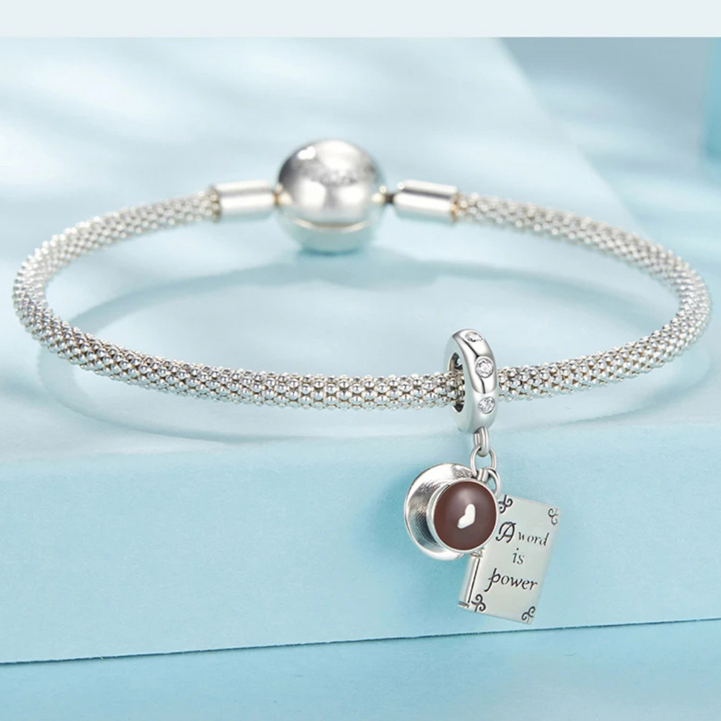 Avelena | Luxyglo Sterling Silber Kaffee- und Buch Anhänger