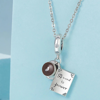Avelena | Luxyglo Sterling Silber Kaffee- und Buch Anhänger