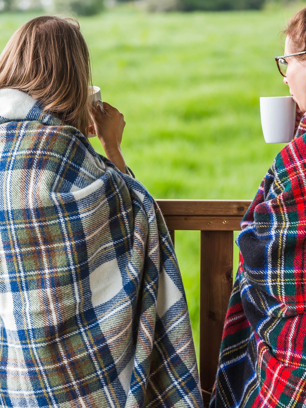 Avelena | Tartan Reine Neue Wolle Decke Gedämpft Blau Stewart