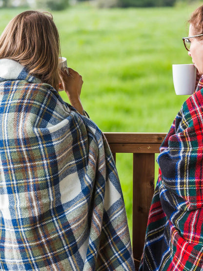 Avelena | Tartan Reine Neue Wolle Decke Gedämpft Blau Stewart