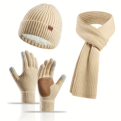 Avelena | Winter Komfort Set – Strickmütze, Schal und Handschuhe für Unisex