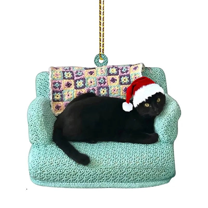 Avelena | Acryl Schwarze Katze Weihnachtsornamente Set – Niedliche Baumanhänger für Hochzeiten, Partys und festliche Wohnkultur