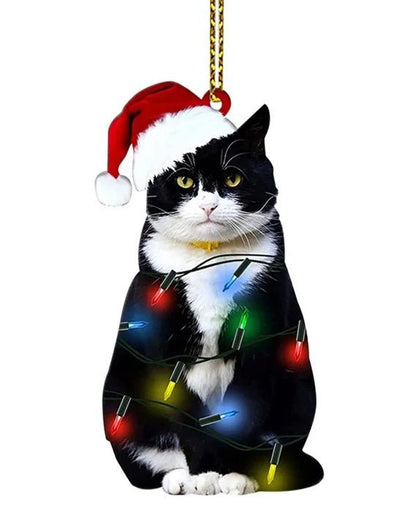 Avelena | Acryl Schwarze Katze Weihnachtsornamente Set – Niedliche Baumanhänger für Hochzeiten, Partys und festliche Wohnkultur