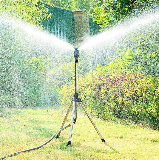 Avelena | TurboSpray Verstellbarer 360° GartenSprinkler – Edelstahl Rotierendes Rasenbewässerungssystem
