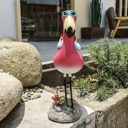Avelena | Flamingo chillende Gartenzwerg-Statue