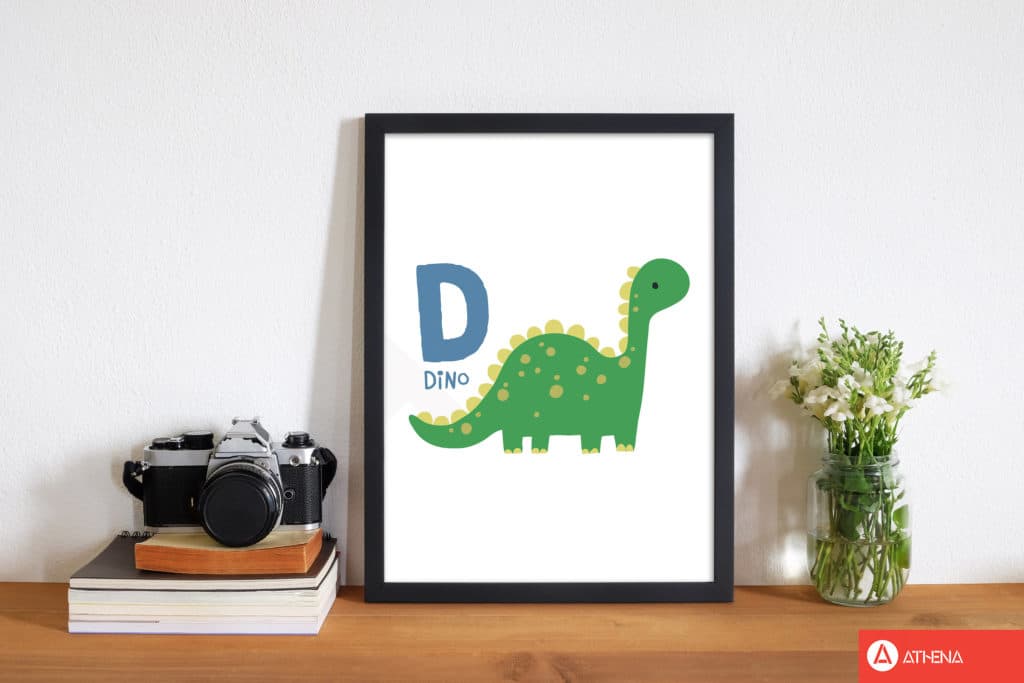 Avelena | Alphabet Tiere, D Steht Für Dino Gerahmte Kinderzimmer Wandkunst Druck