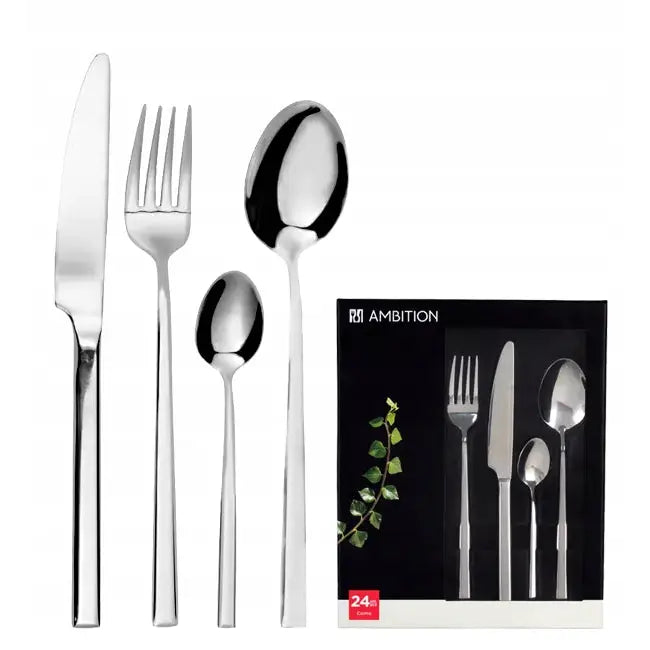 Avelena | Ambition Como Besteckset 24 Teile für 6 Personen In Box Glänzend Silber