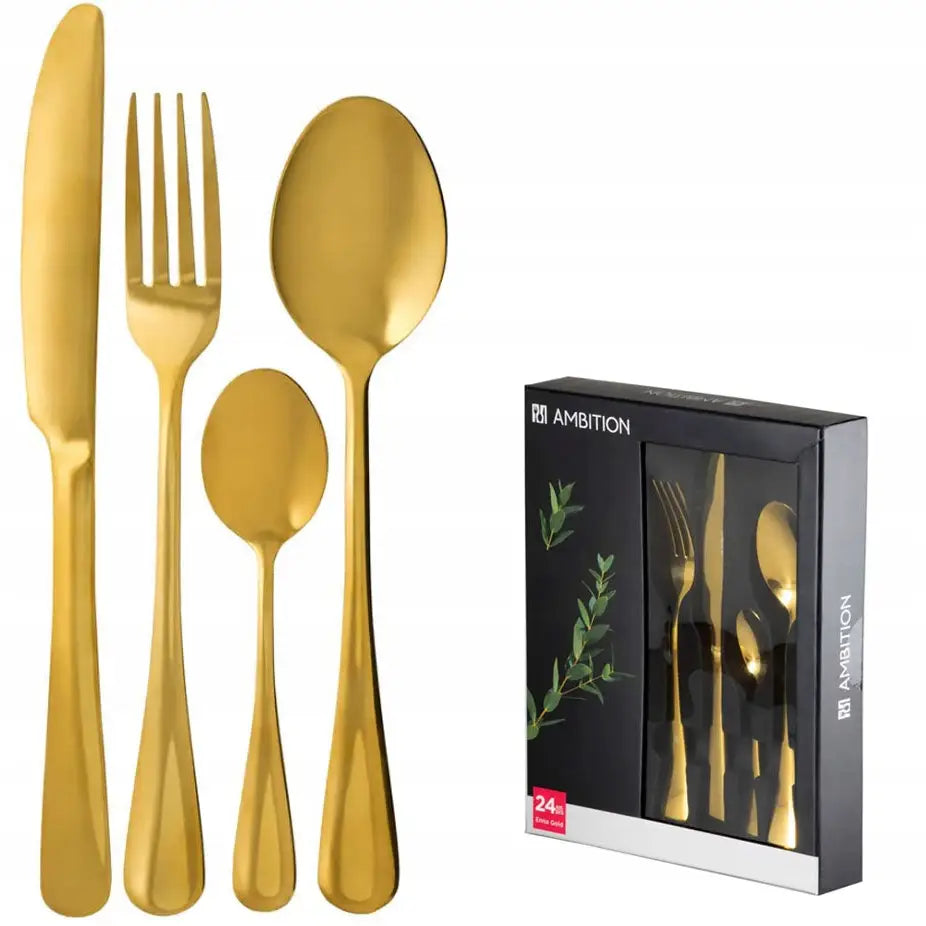Avelena | Ambition Enna Gold Besteckset 24 Teile für 6 Personen, Goldfarben