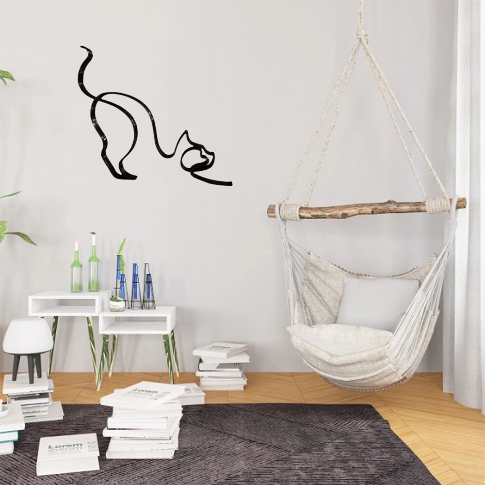 Avelena | Tier Kunst Eisen Skulptur Retro Metall schwarze Linien Katze Hund Schreibtisch Ornament