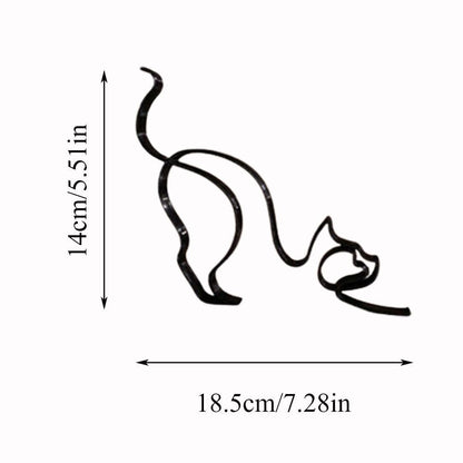 Avelena | Tier Kunst Eisen Skulptur Retro Metall schwarze Linien Katze Hund Schreibtisch Ornament