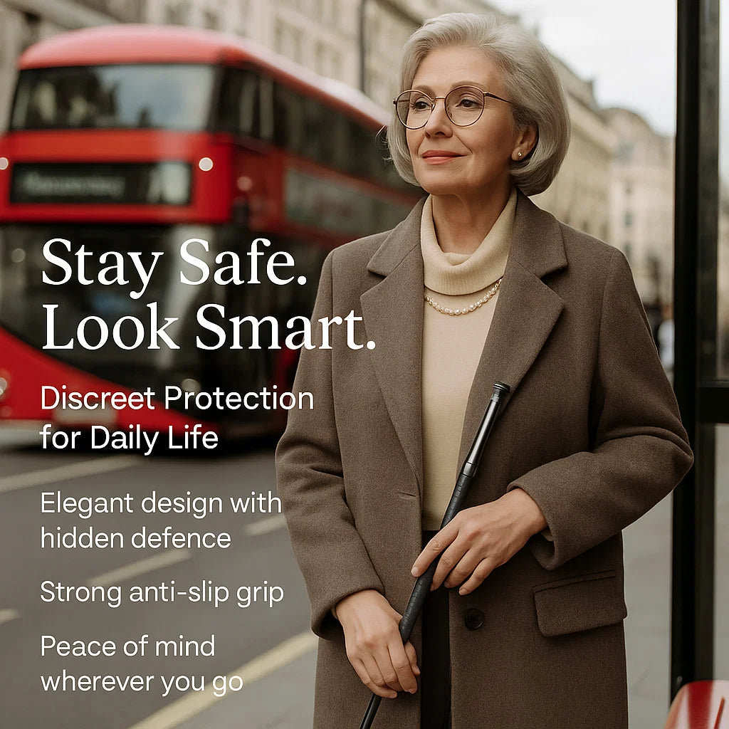 Avelena | Automatischer Selbstverteidigungsstock | Leicht, rutschfester Griff & kompakt für Wandern und städtische Sicherheit