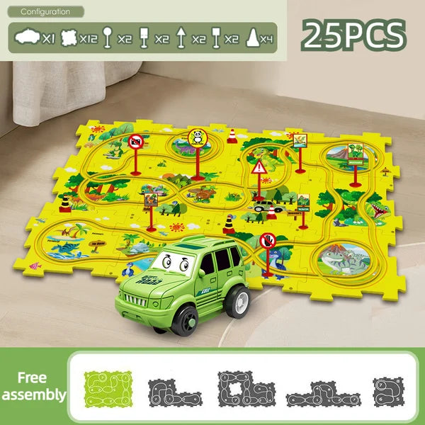 Avelena | Kinder Lern Puzzle Strecke Auto Spielset