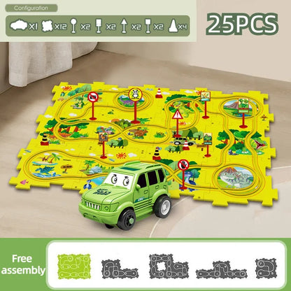 Avelena | Kinder Lern Puzzle Strecke Auto Spielset
