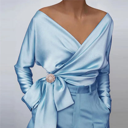 Avelena | Elegante Bluse mit Geknotetem V-Ausschnitt