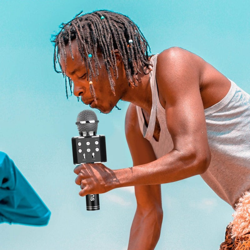 Avelena | Tragbares Karaoke-Mikrofon - Mikrofon mit integriertem Bluetooth-Lautsprecher - Kompatibel mit IOS- und Android-Geräten
