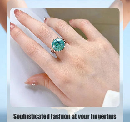 Avelena | 6 Karat Paraiba Blau-grün Lotus-Diamantring