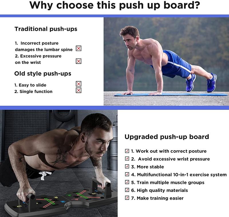 Avelena | 10-In-1 Tragbarer Push Up Tisch Mit Klappbaren Push Up Stangen Für Krafttraining