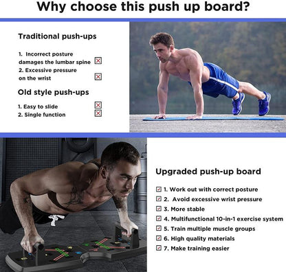 Avelena | 10-In-1 Tragbarer Push Up Tisch Mit Klappbaren Push Up Stangen Für Krafttraining