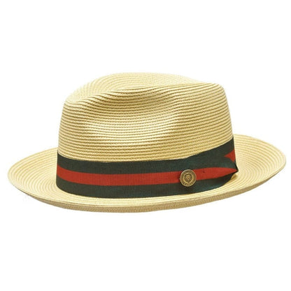 Avelena | Unisex Fedora Hut | Handgefertigt im Pinch Front Stil | Natürliches Poly-Braid mit Ripsband