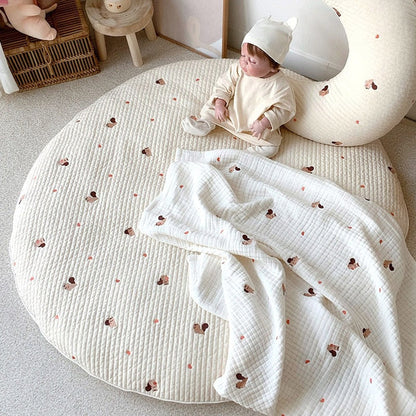Avelena | Bären-Stickerei Baby Krabbelmatte
