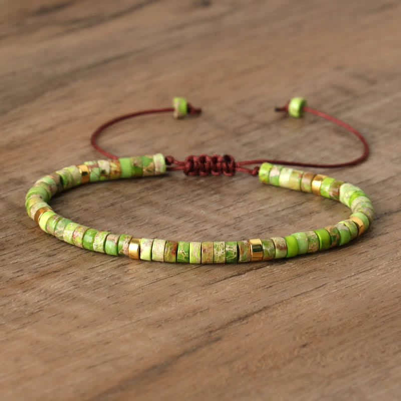 Avelena | Geflochtenes Armband mit 2,4 Mm Natursteinrollen Seraphina
