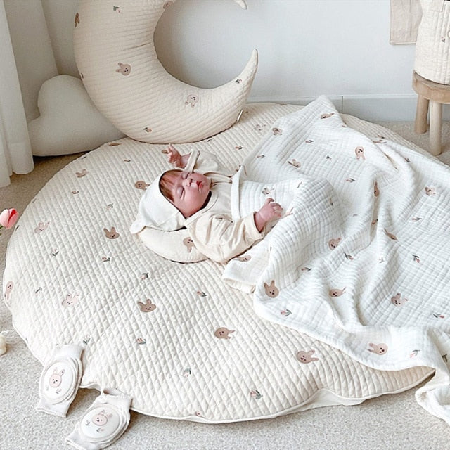 Avelena | Bären-Stickerei Baby Krabbelmatte