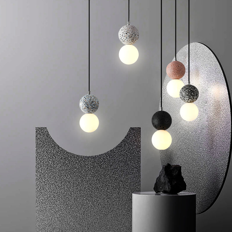 Avelena | Valentina Moderne Ball LED Pendelleuchten Schwarz Weiß Glas