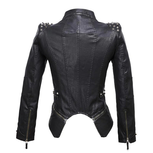 Avelena Slim Fit Biker Lederjacke für Damen | Ideal für den Alltag