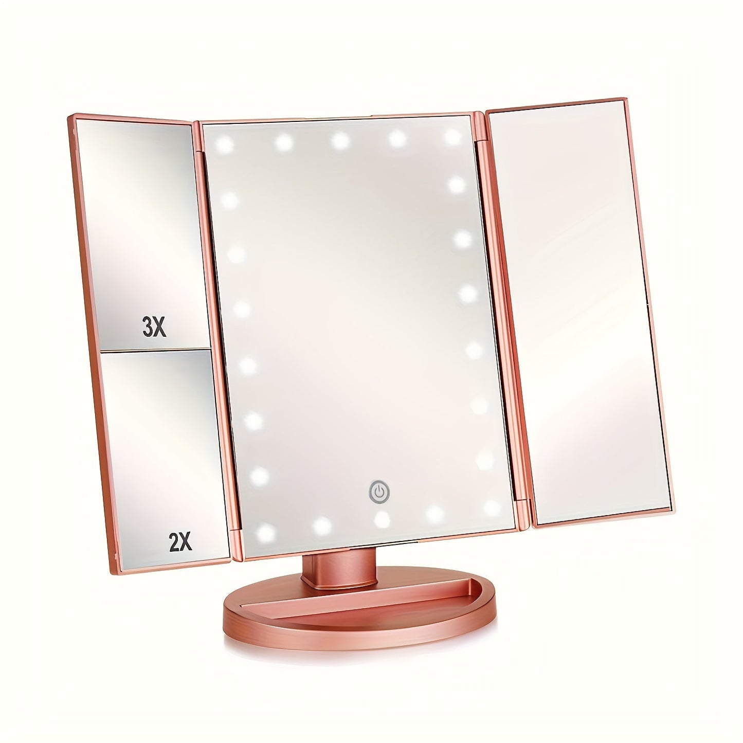 Avelena | Tri-Fold Make-Up Spiegel mit Led Beleuchtung