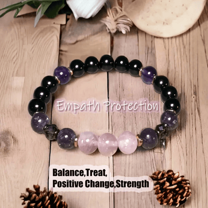 Avelena | 8Mm Rosenquarz Obsidian Amethyst Perlenarmband Aurora