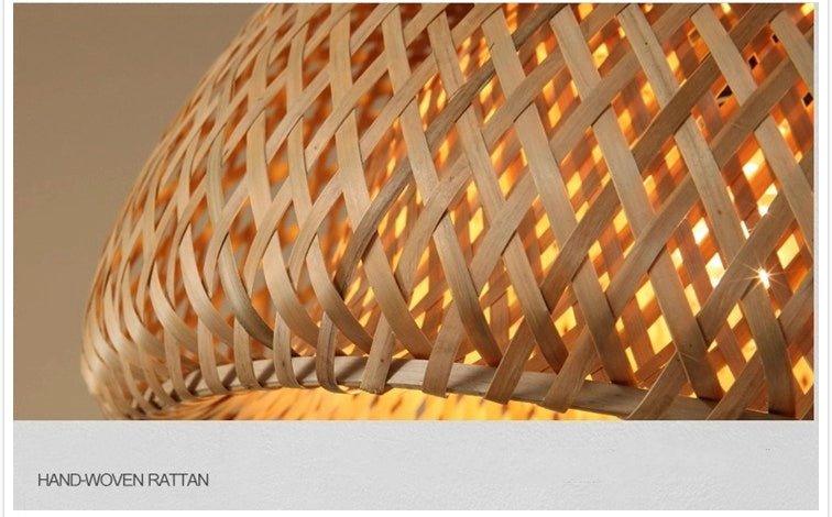 Avelena | Hängende Deckenlampe aus Bambus C │ Handgefertigte Beleuchtung aus Holz und Ratten für die Inneneinrichtung