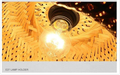 Avelena | Hängende Deckenlampe aus Bambus C │ Handgefertigte Beleuchtung aus Holz und Ratten für die Inneneinrichtung