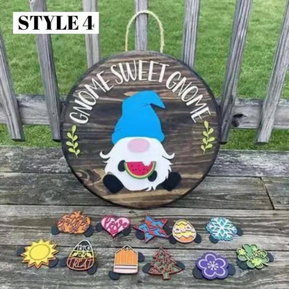 Avelena | 🍁Die besten Weihnachtsdekorationen🎄Austauschbares Willkommensschild mit Holzgnom🎈