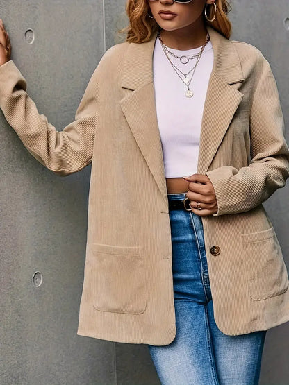Avelena | Klassischer Kordblazer mit Revers für Stilbewusste Frauen