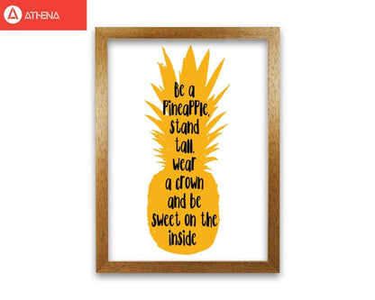 Avelena | Sei eine Ananas Gelber Rahmen Typografie Wandkunst Druck