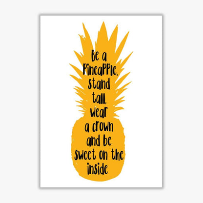 Avelena | Sei eine Ananas Gelber Rahmen Typografie Wandkunst Druck