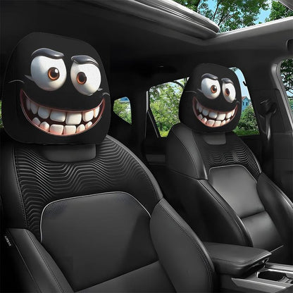 Avelena | 2pcs Set aus lustigen großen Augen grinsenden Cartoon-Druck Kopfstützenbezüge