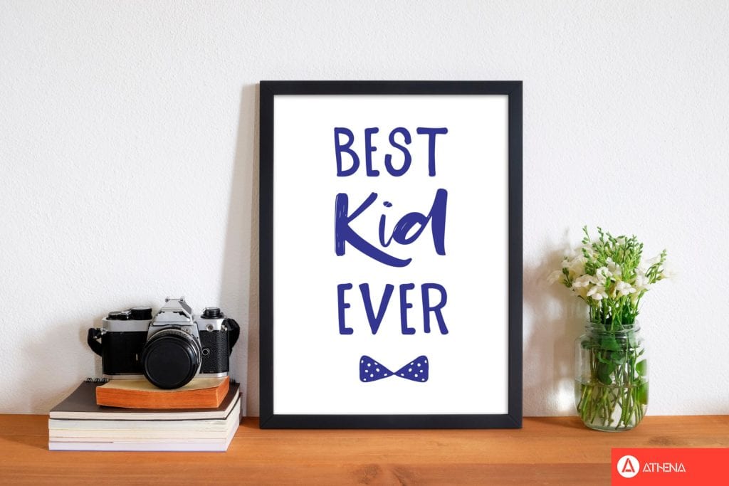 Avelena | Best Kid Ever Navy Rahmen Kinderzimmer Wandkunst Druck